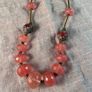 Rose quartz and Tibetan bead necklace